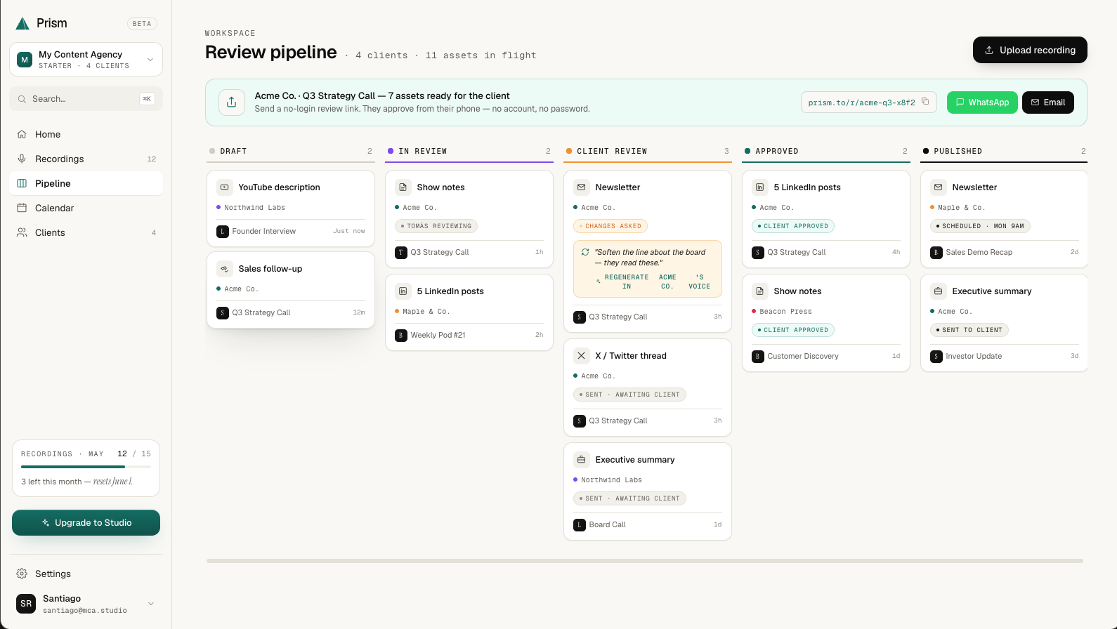 Review pipeline board